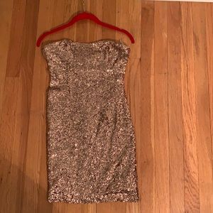 Forever 21 size small rose gold sequin mini dress.